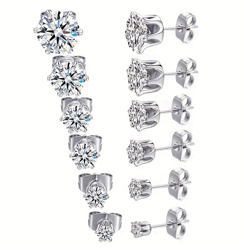 6-Prong Zirconia Stud Earrings – Sparkling 18K Gold Jewelry