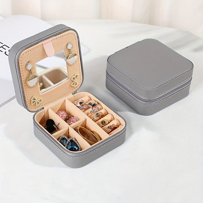 Korean-style portable jewelry box – Travel-Friendly Multi-Compartment Organizer