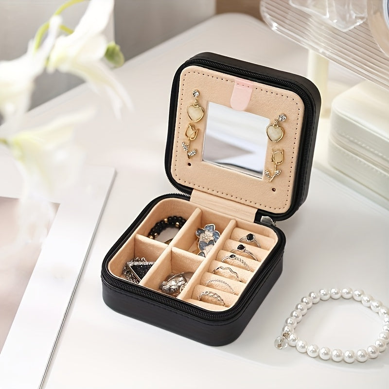 Korean-style portable jewelry box – Travel-Friendly Multi-Compartment Organizer
