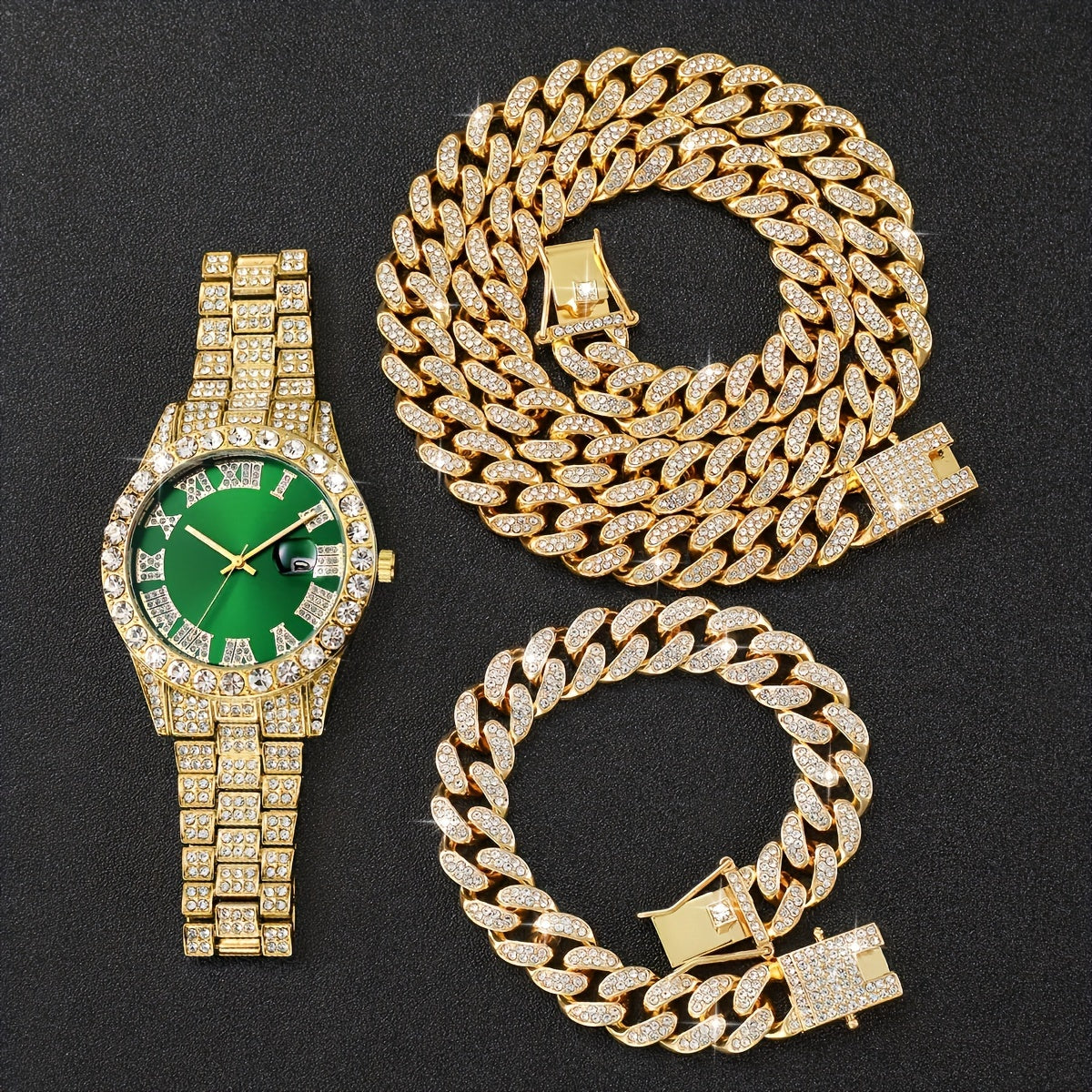 3pcs Women's Stainless Steel Quartz Watch &amp; Jewelry Set