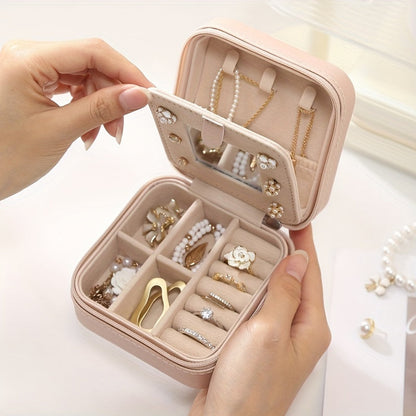 Korean-style portable jewelry box – Travel-Friendly Multi-Compartment Organizer