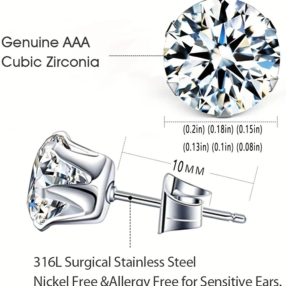 6-Prong Zirconia Stud Earrings – Sparkling 18K Gold Jewelry