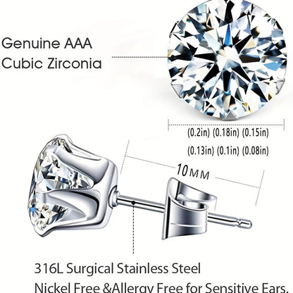 6-Prong Zirconia Stud Earrings – Sparkling 18K Gold Jewelry