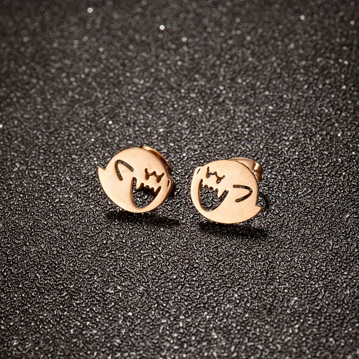1 Pair Cartoon Ghost Stud Earrings – Minimalist Stainless Steel Jewelry