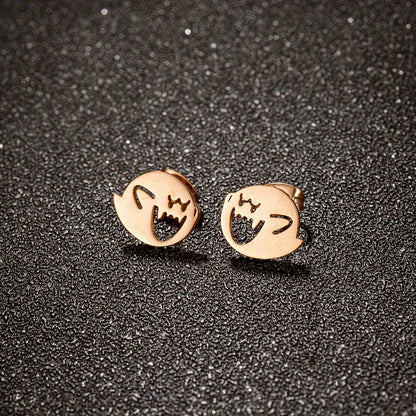 1 Pair Cartoon Ghost Stud Earrings – Minimalist Stainless Steel Jewelry