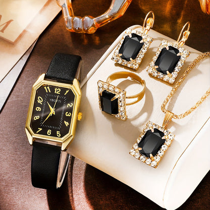 Retro Women's Watch &amp; Jewelry Set – Elegant 5/6 Piece Gift Set
