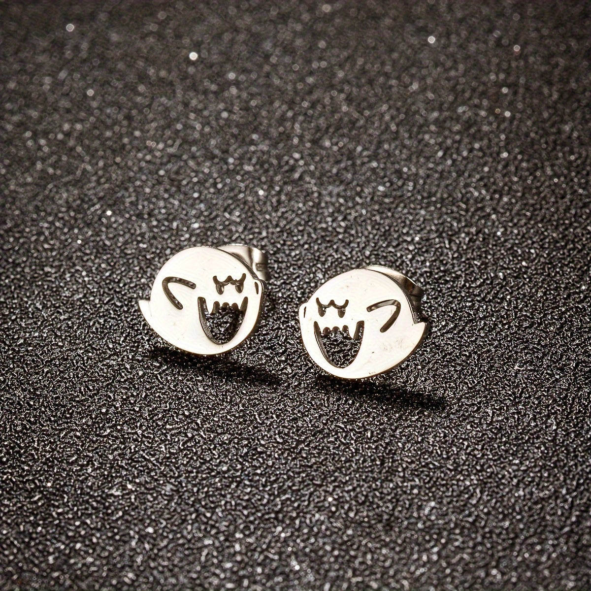 1 Pair Cartoon Ghost Stud Earrings – Minimalist Stainless Steel Jewelry