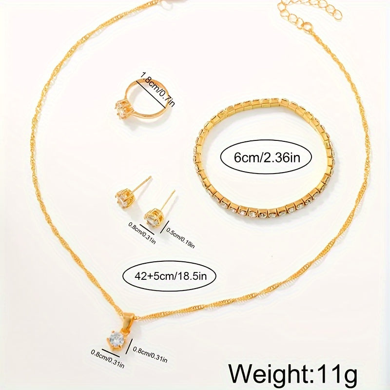 Ladies' Quartz Watch &amp; 6-Piece Jewelry Set – Elegant Timepiece &amp; Accessories