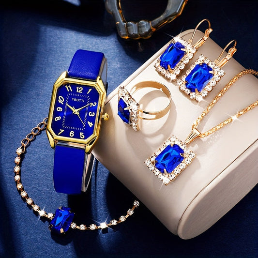 Retro Women's Watch &amp; Jewelry Set – Elegant 5/6 Piece Gift Set
