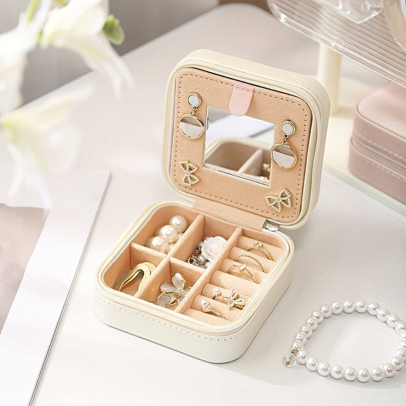 Korean-style portable jewelry box – Travel-Friendly Multi-Compartment Organizer