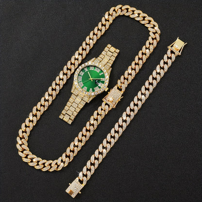 3pcs Women's Stainless Steel Quartz Watch &amp; Jewelry Set