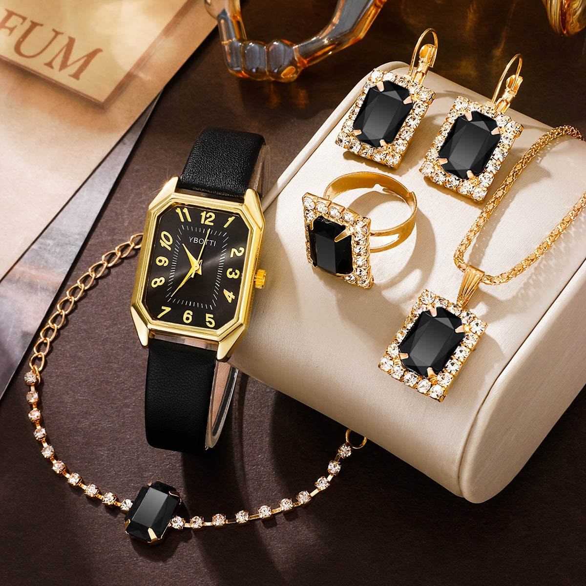 Retro Women's Watch &amp; Jewelry Set – Elegant 5/6 Piece Gift Set