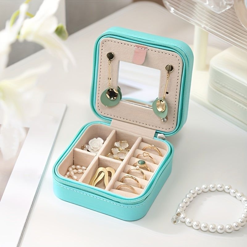 Korean-style portable jewelry box – Travel-Friendly Multi-Compartment Organizer