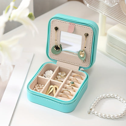 Korean-style portable jewelry box – Travel-Friendly Multi-Compartment Organizer