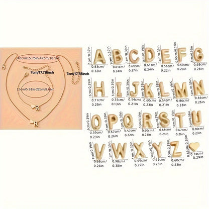 Minimalist Alphabet Jewelry Set – Necklace &amp; Bracelet with Personalized Initial
