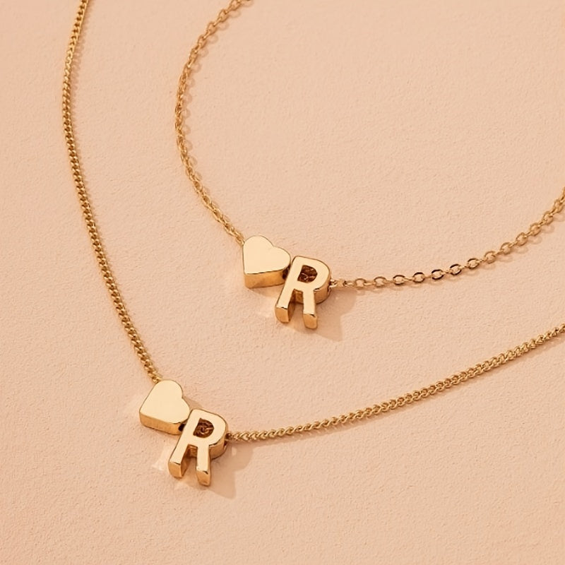 Minimalist Alphabet Jewelry Set – Necklace &amp; Bracelet with Personalized Initial