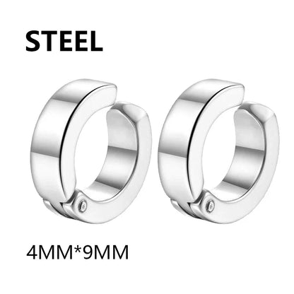 Korean Punk Stainless Steel Clip Earrings – Unisex Jewelry