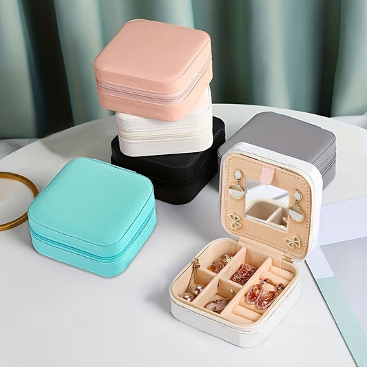 Korean-style portable jewelry box – Travel-Friendly Multi-Compartment Organizer
