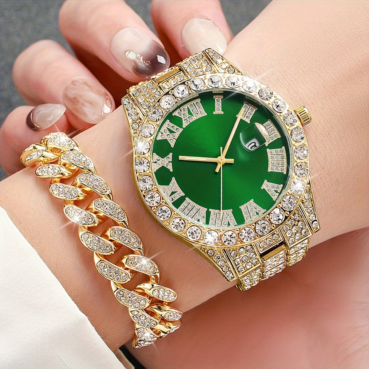 3pcs Women's Stainless Steel Quartz Watch &amp; Jewelry Set