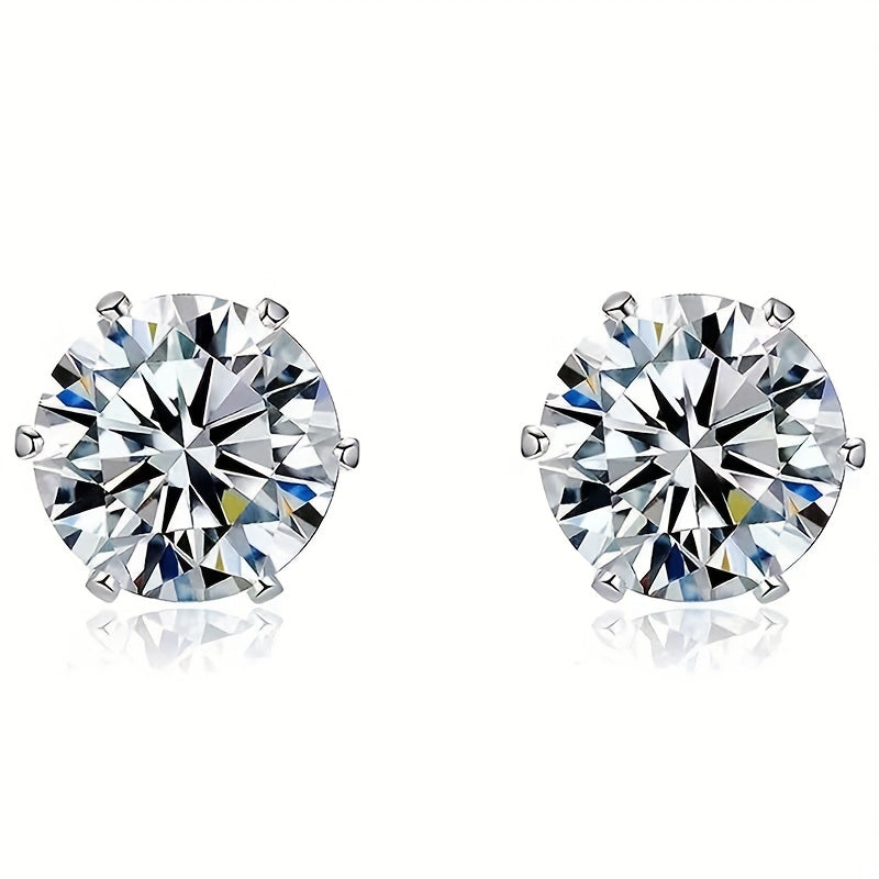 6-Prong Zirconia Stud Earrings – Sparkling 18K Gold Jewelry