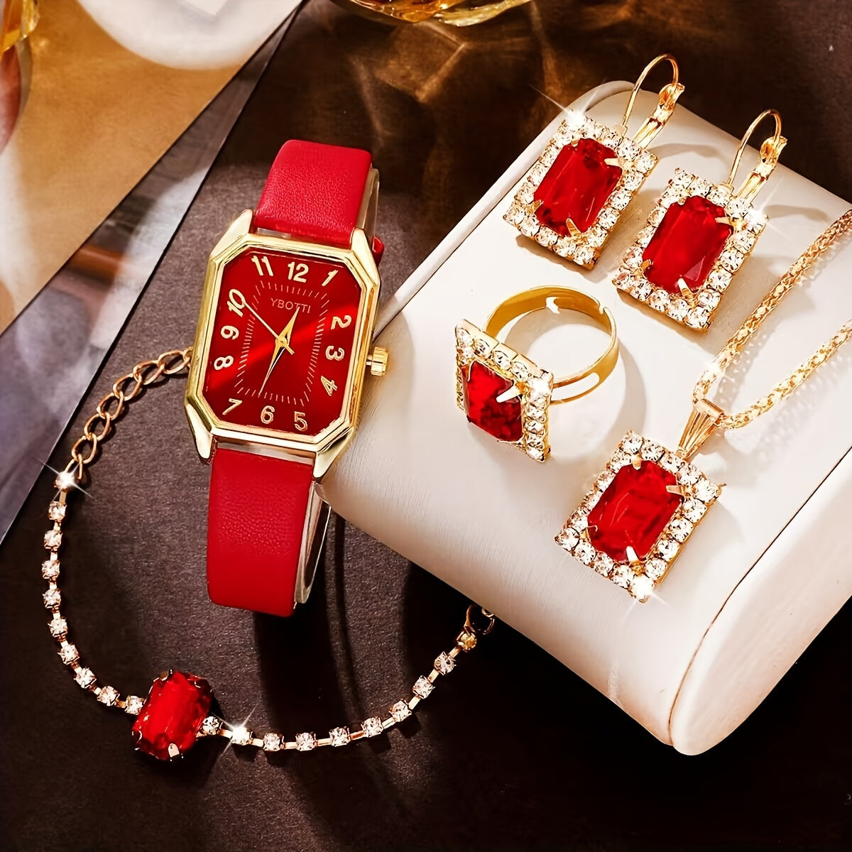 Retro Women's Watch &amp; Jewelry Set – Elegant 5/6 Piece Gift Set