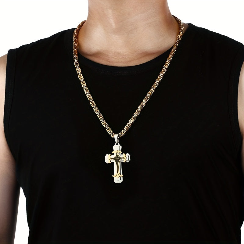 Men's vintage multi-layered pendant necklace – Stylish gold jewelry